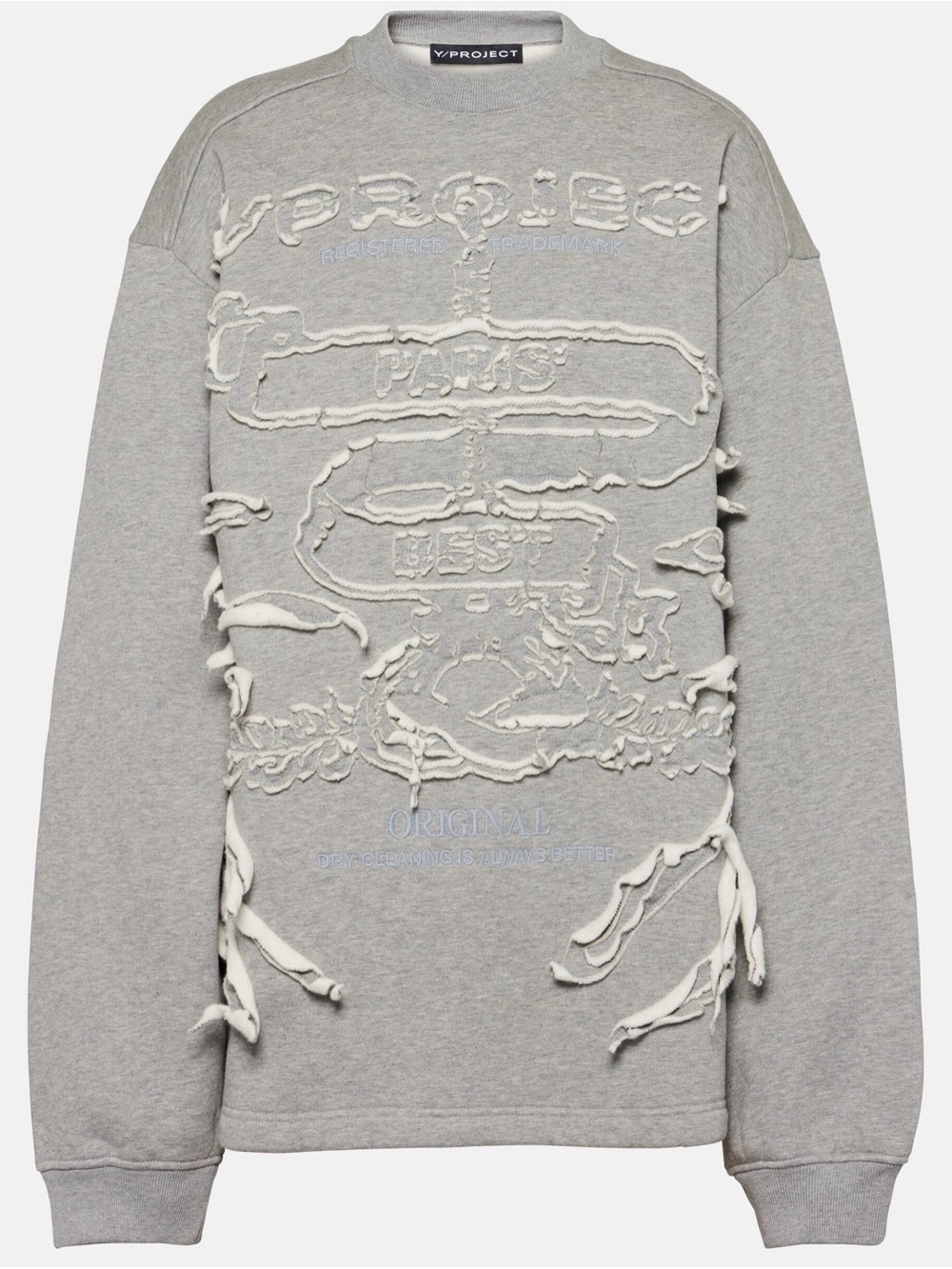 Y/Project Gray Distressed Appliqué Crewneck Sweatshirt